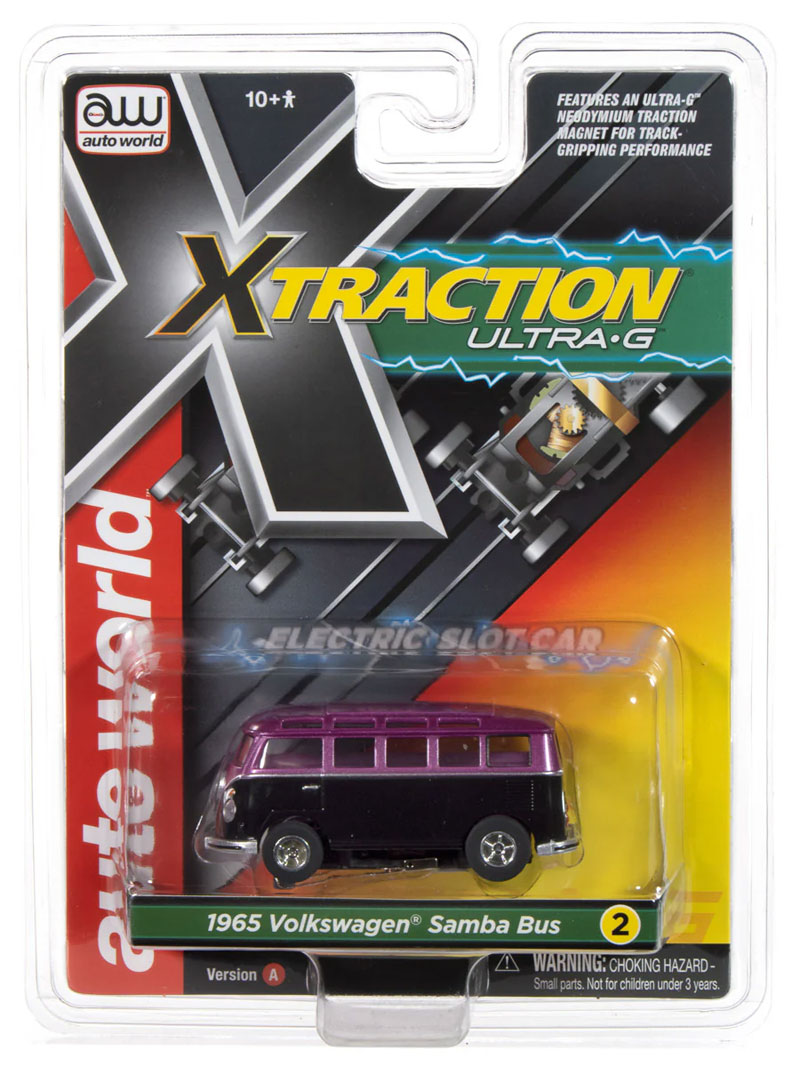 Auto World 1965 VW Samba Bus (Black/Purple) X-Traction HO Slot Car