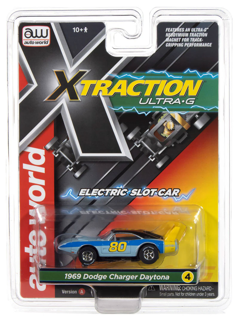Auto World 1969 Dodge Daytona (Blue/Yellow) X-Traction HO Slot Car