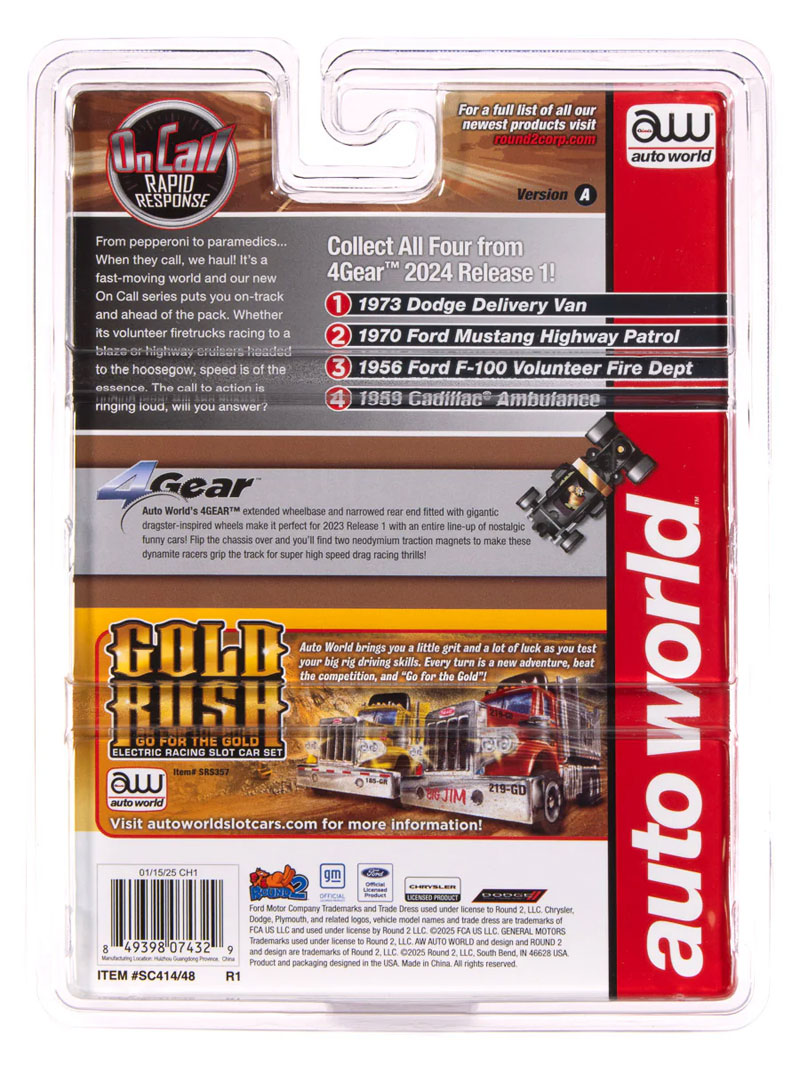 Auto World 1956 Ford F100 Volunteer Fire Dept (Green w/ Orange Flames) 4Gear HO Slot Car