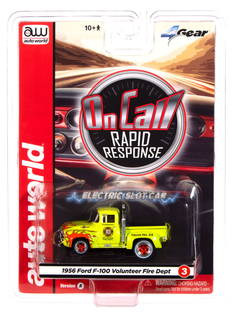 Auto World 1956 Ford F100 Volunteer Fire Dept (Green w/ Orange
