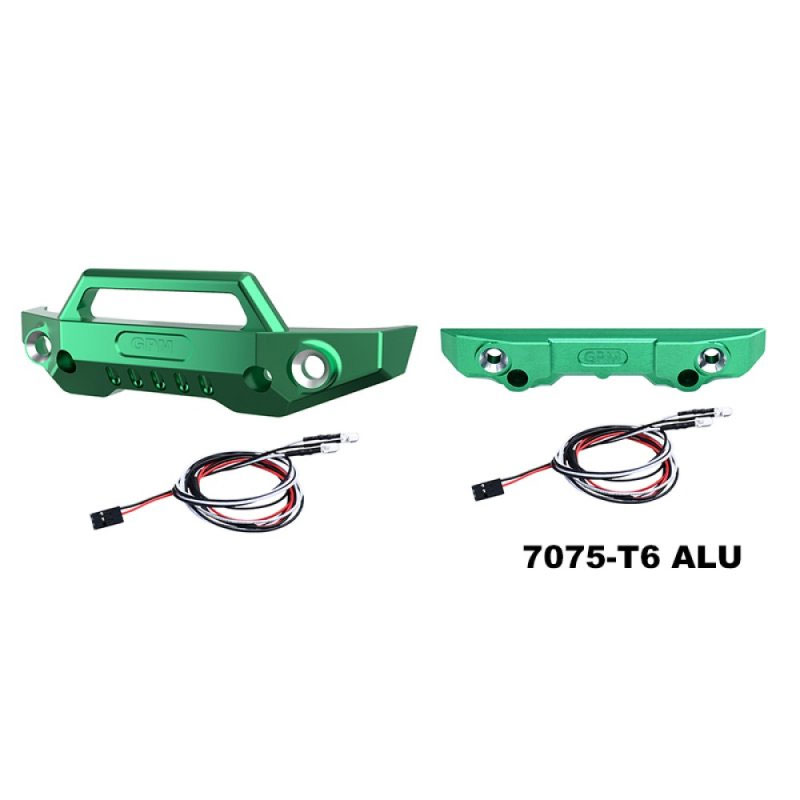 GPM Green 7075 Alloy Front and Rear Bumper With LED Lights for Mini Maxx