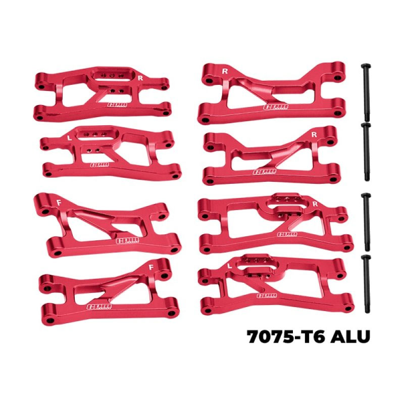 GPM Red 7075 Alloy Front Upper & Lower and Rear Upper & Lower Suspension Arms for Mini Maxx