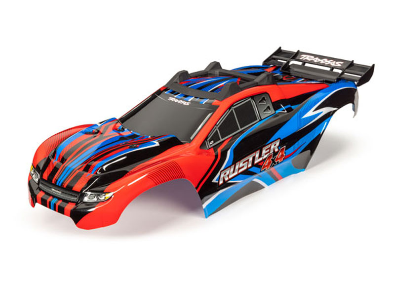 Traxxas Rustler 4x4 Red and Blue Painted Body w/Mounts & Support for Clipless Mounting