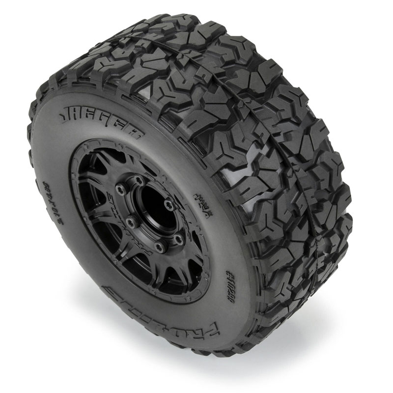 Pro-Line Jaeger HP 2.8" BELTED Front/Rear MT Tires MTD 12mm/14mm Black Raid Wheels (2)