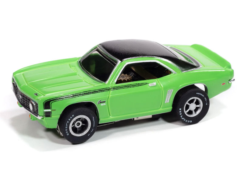 Auto World 1969 Chevy Camaro (Neon Green & Black) X-Traction HO Slot Car