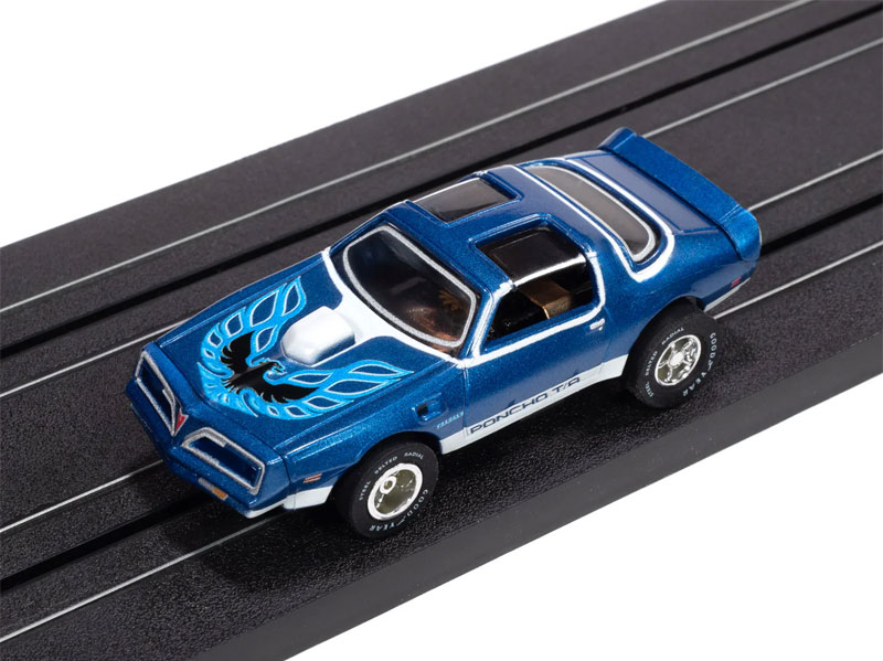 Auto World 1978 Pontiac Firebird T/A (Blue, White & Black) X-Traction HO Slot Car