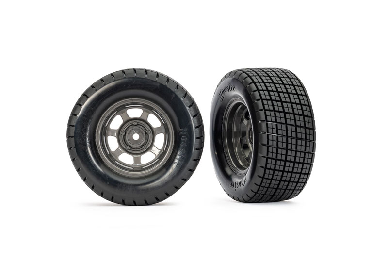 Traxxas Dirt Oval Graphite Gray Wheels with Hoosier Tires (2WD Front Only) (2)