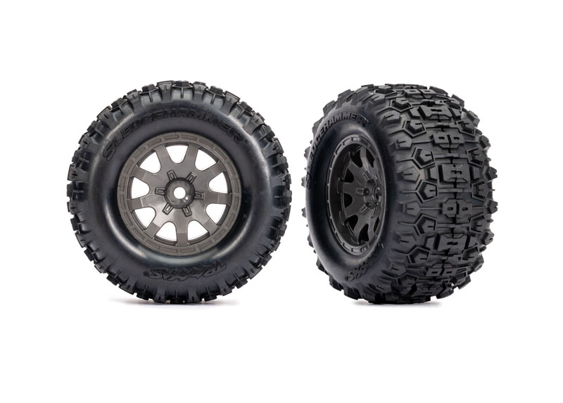 Traxxas Charcoal Gray Wheels Dual Profile Sledgehammer Tires (Front) (2)