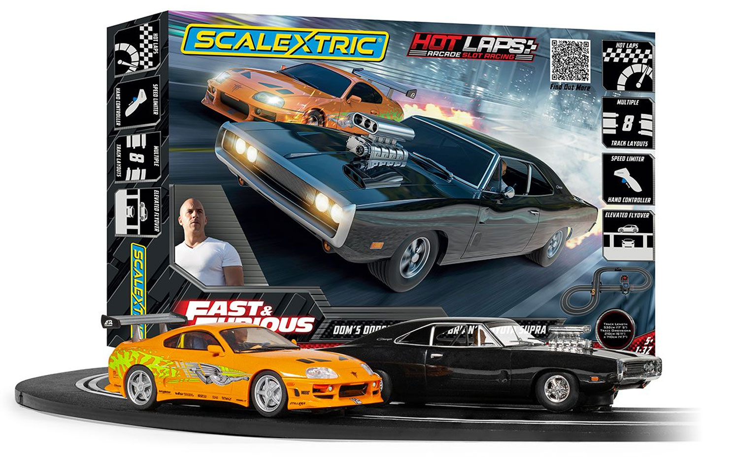 Scalextric Fast and Furious Hot Laps Race Set 1/32 Slot Car Track Set