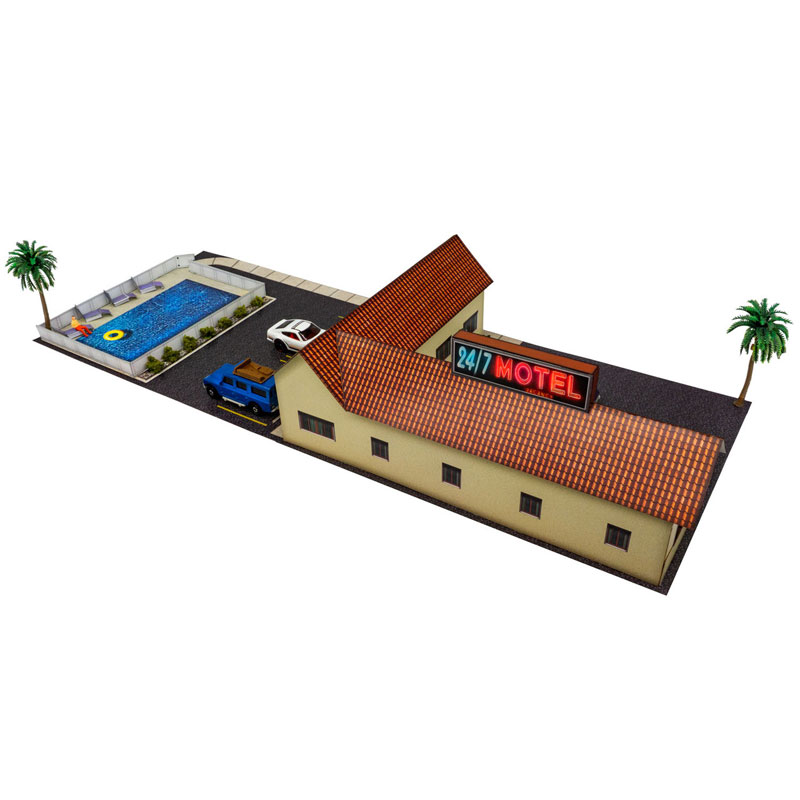 Innovative Hobby "24/7 Motel" Photo Real Scale Building Kit: 1/64 Scale