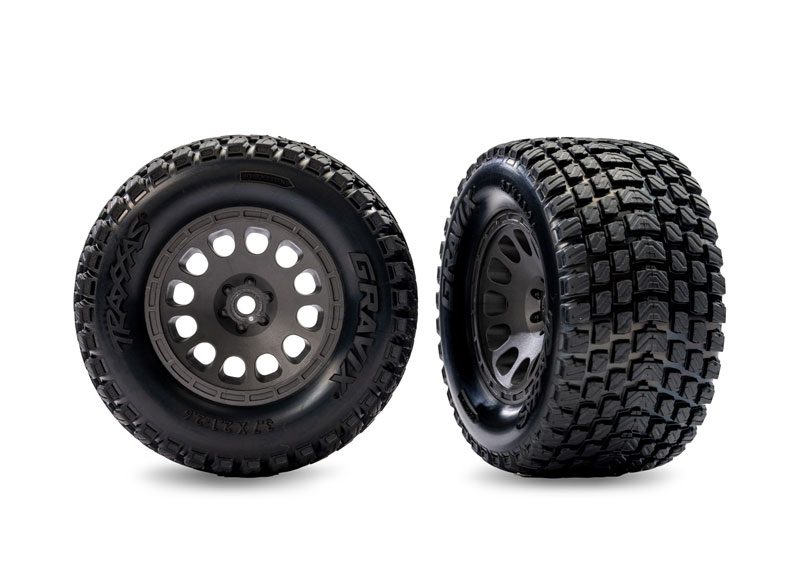 Traxxas Gray Front Mini XRT Wheels with Gravix Tires (2)
