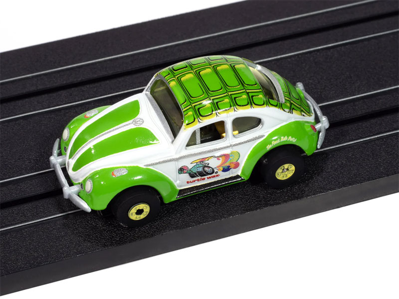 Auto World 1966 Volkswagen Beetle Turtle Wax (White & Green) Thunderjet HO Slot Car