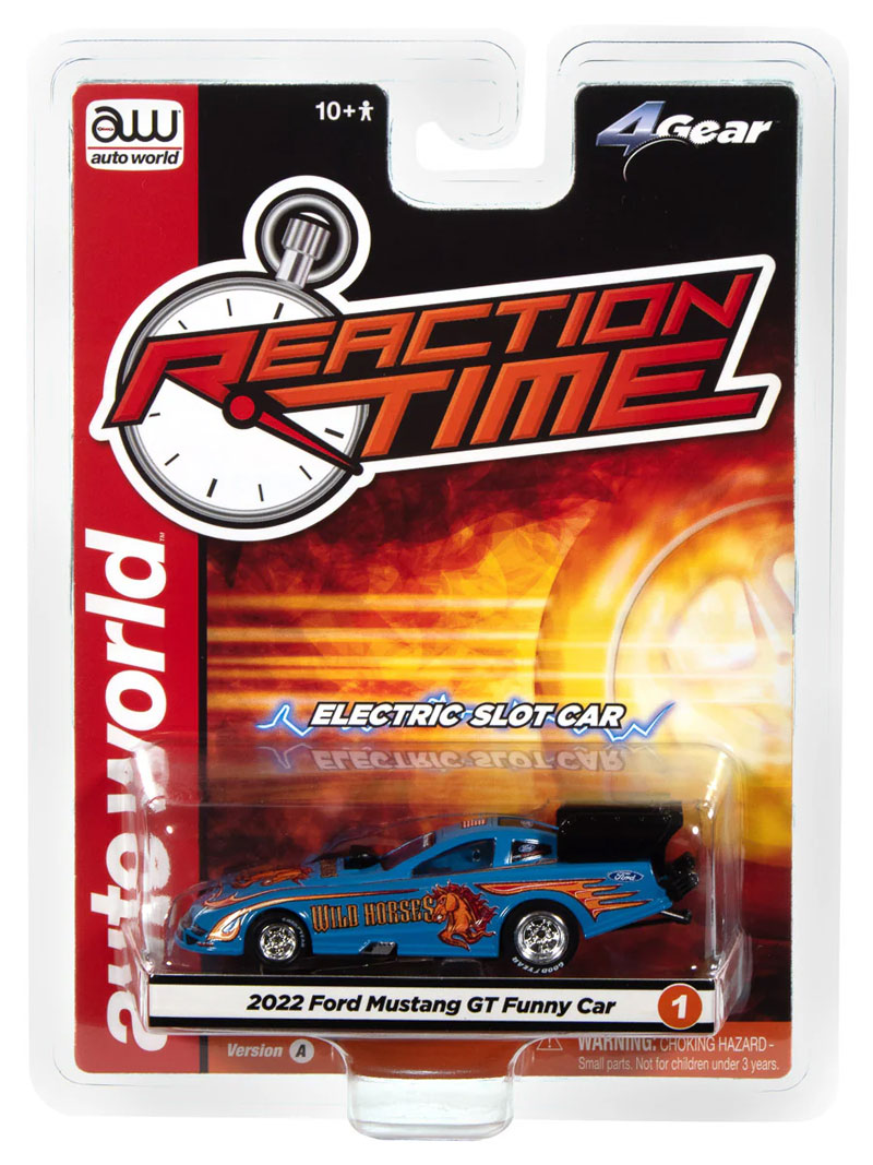 Auto World 2022 Ford Mustang GT Wild Horses FC (Blue, Red, & Orange) 4Gear HO Slot Car