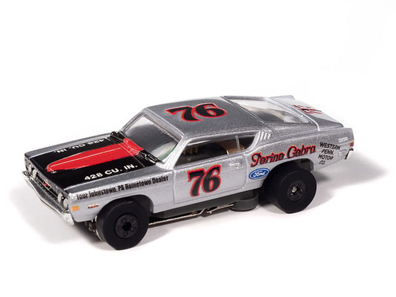 Auto World 1968 Ford Torino (Silver, Black & Red) Thunderjet HO Slot Car