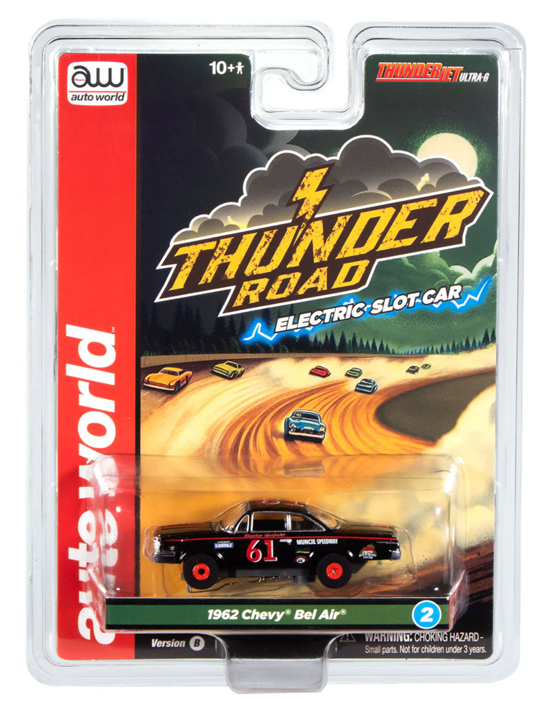 Auto World 1962 Chevrolet Bel Air (Black & Red) Thunderjet HO Slot Car