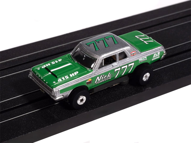 Auto World 1964 Dodge 330 Pro Stock (Green & Silver) Thunderjet HO Slot Car