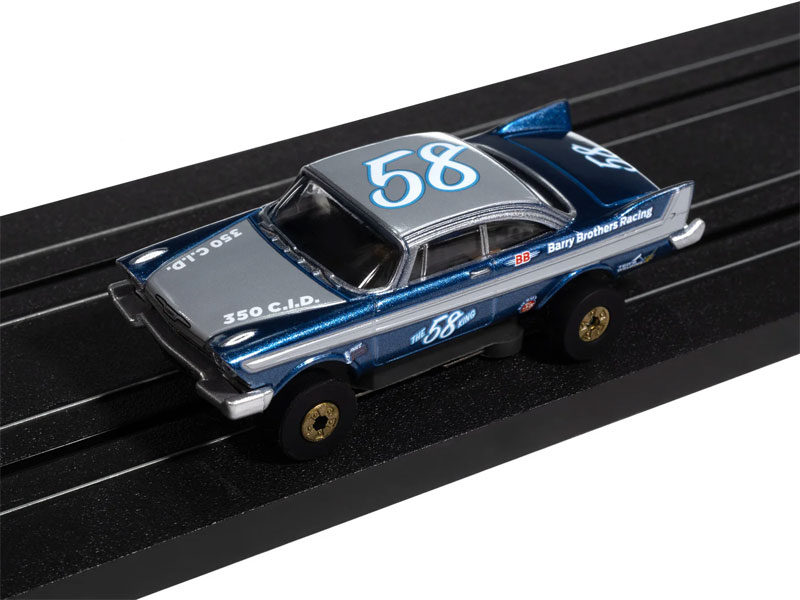 Auto World 1958 Plymouth Fury (Metallic Blue & Silver) Thunderjet HO Slot Car