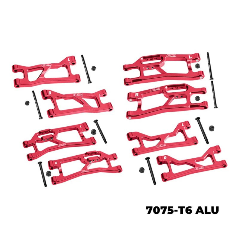 GPM Mini XRT Red 7075 Alloy Front and Rear Upper and Lower Suspension Arms