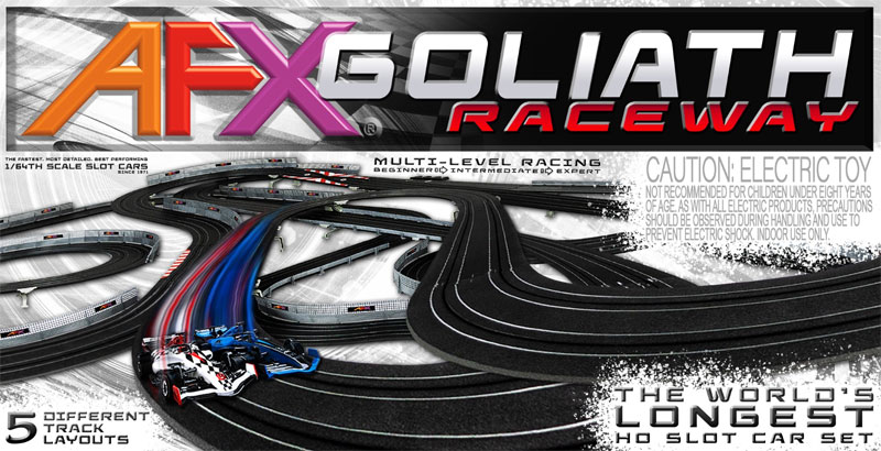 AFX Goliath Raceway 65-Foot Mega G+ HO Slot Car Track Set w/Tri