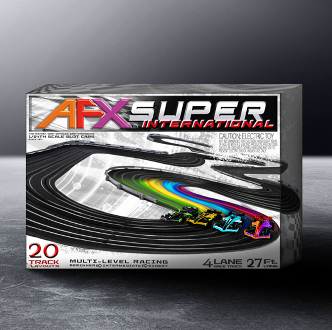 AFX Super International 4-Lane Mega G+ HO Slot Car Track Set w/Tri