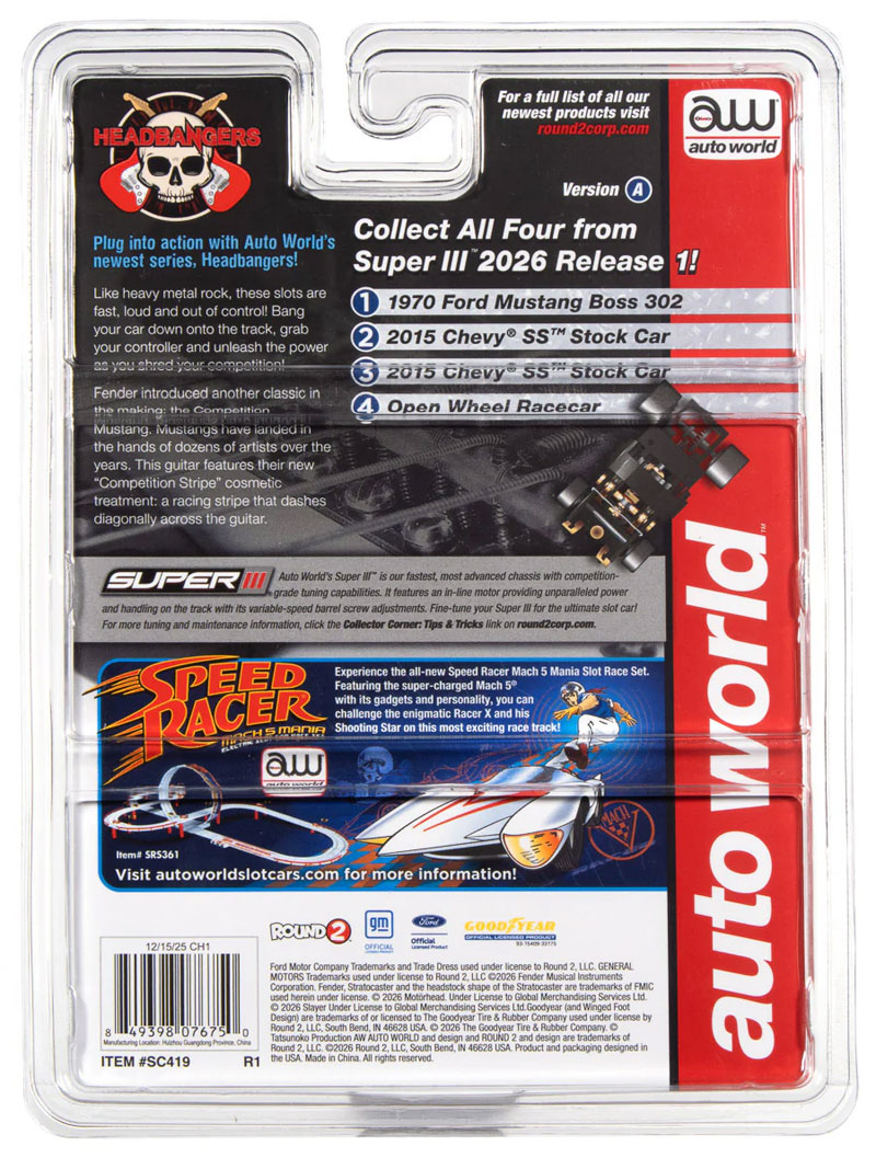 Auto World 1970 Ford Mustang Boss 302 Fender (Blue) Super III HO Slot Car