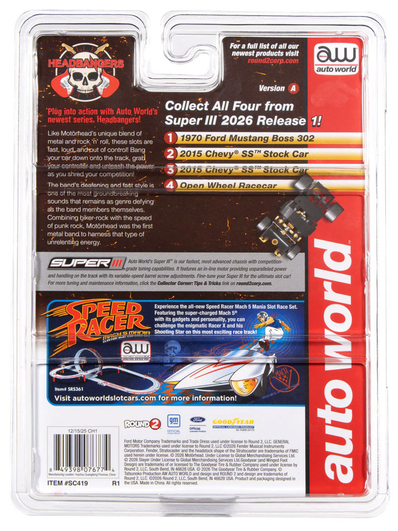 Auto World 2015 Chevy SS Stock Car Motorhead (Black) Super III HO Slot Car