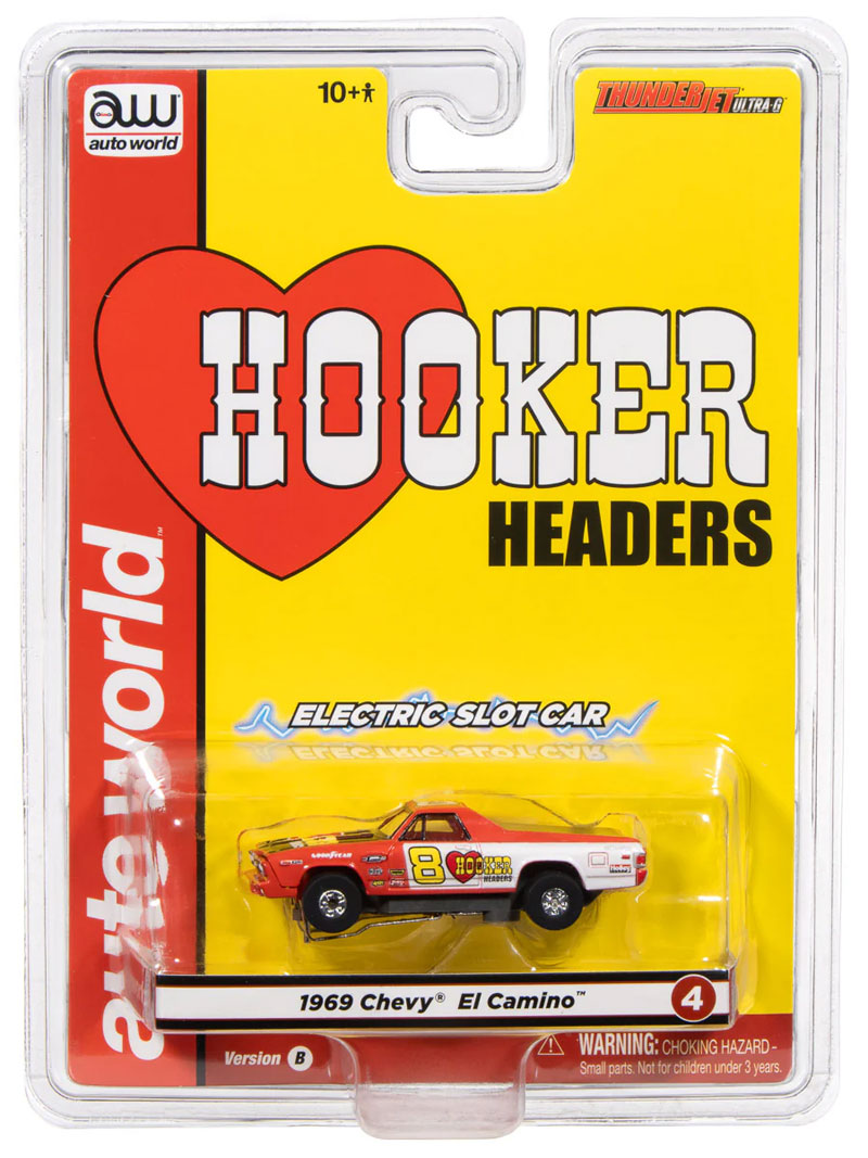 Auto World 1969 Chevy El Camino (Red & White) Thunderjet HO Slot Car