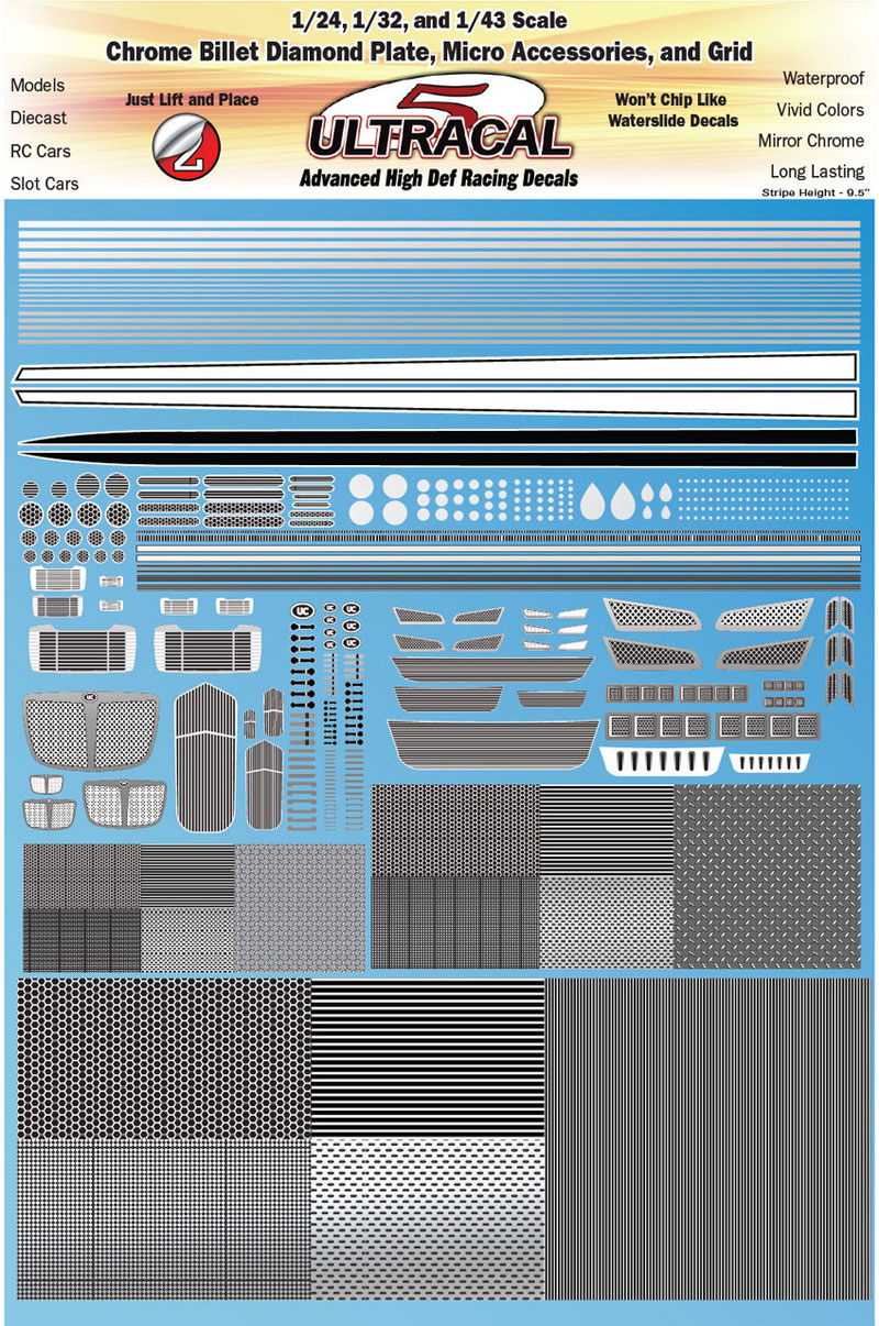 Innovative Hobby Ultracal Chrome Billet Diamond Plate, Micro Accessories and Grid Decals