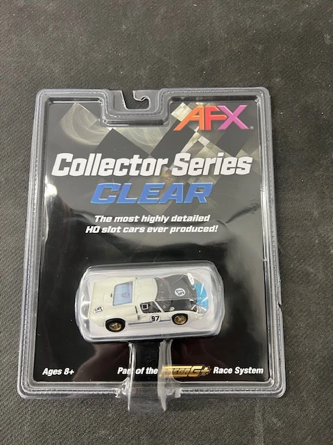AFX Ford GT40 MKII 1966 Daytona #97 White/Black/Blue Mega G+ HO Slot Car - DAMG Package