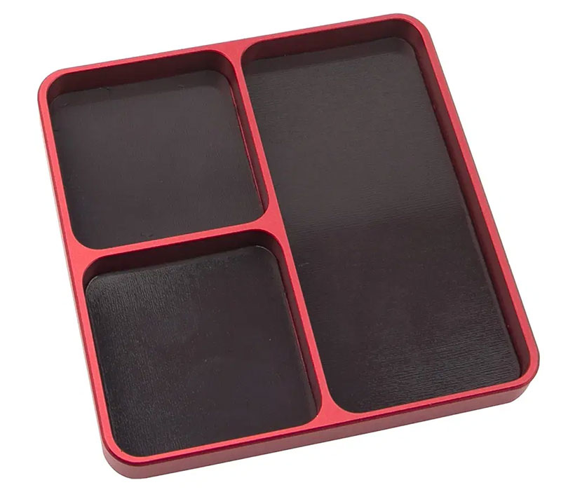 Integy Red Magnetic Hardware Storage Tray Organizer Workstation (99x98x11mm)