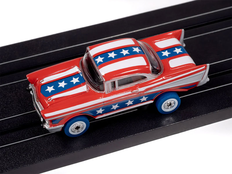 Auto World 1957 Chevy Bel Air (Red, Blue & White) Thunderjet HO Slot Car