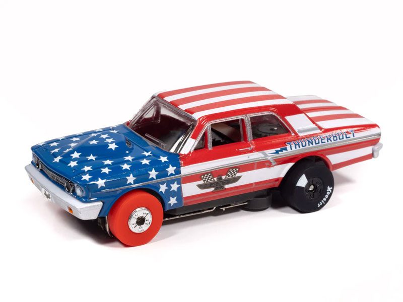 Auto World 1964 Ford Thunderbolt (White, Red & Blue) Thunderjet HO Slot Car