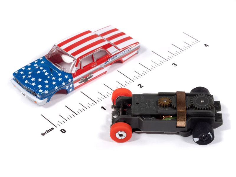 Auto World 1964 Ford Thunderbolt (White, Red & Blue) Thunderjet HO Slot Car