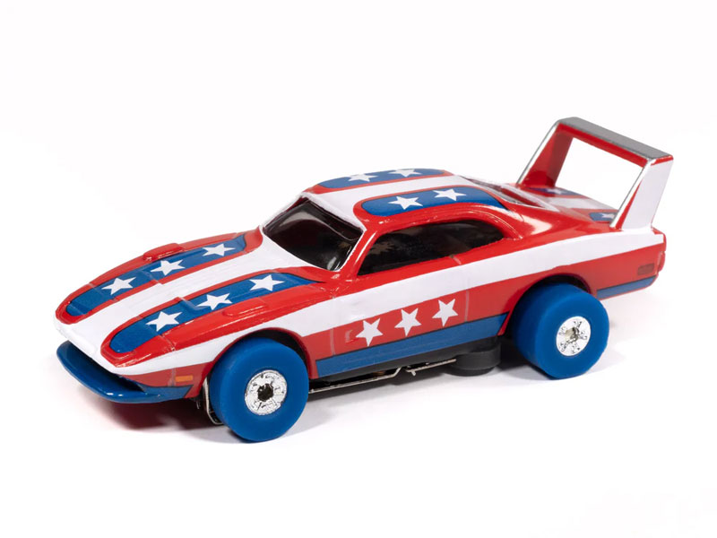 Auto World 1969 Dodge Charger Daytona (Red, Blue & White) Thunderjet HO Slot Car