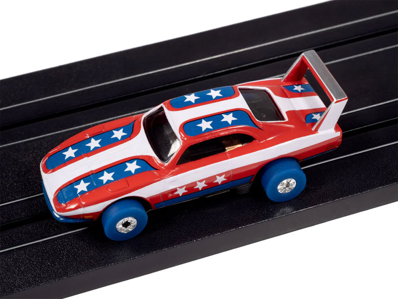 Auto World 1969 Dodge Charger Daytona (Red, Blue & White) Thunderjet HO Slot Car