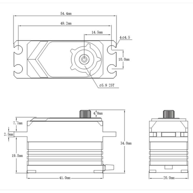 SRT Standard Short HV Brushless Digital Servo, .053sec / 486.1oz @ 8.4V