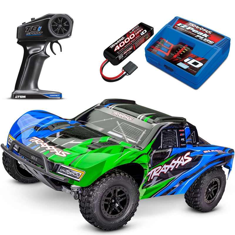 Traxxas Slash 4X4 Brushless RTR Short Course Truck w/TSM & TQi Sport with 3S LiPo Combo