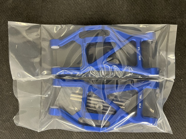 GPM Blue Aluminum Lower Fr/Rr Suspension Arms for Maxx 4S - OPEN ITEM