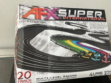 AFX Super International 4-Lane Mega G+ HO Slot Car Track Set w/Tri-Power Pack - OPEN SET BOX