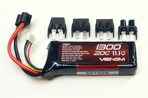 Venom 20C 11.1V 1300mAh 3S LiPo Battery: 1/16 Slash & E-Revo VXL