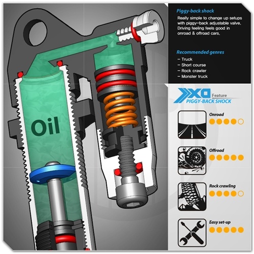 Gmade XD 93mm Piggyback Aluminum Shocks