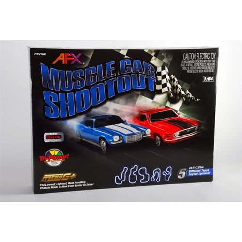 AFX Muscle Car Shootout HO Slot Car Set Tri-Power