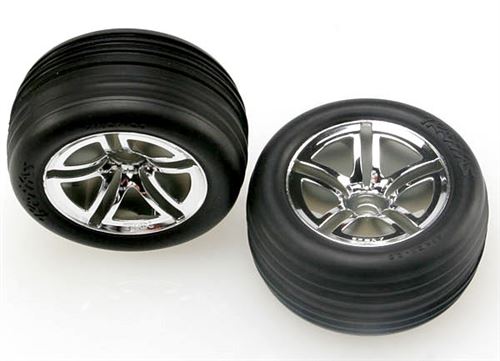 Traxxas Ribbed 2.8" Tires & Twin Spoke Wheels for Nitro Front