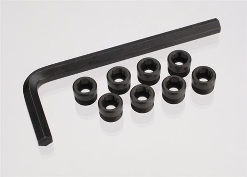 Traxxas Aluminum caps, pivot ball (threaded aluminum, hard-anodized with PTFE-coating) (8)/ hex wrench, 5mm