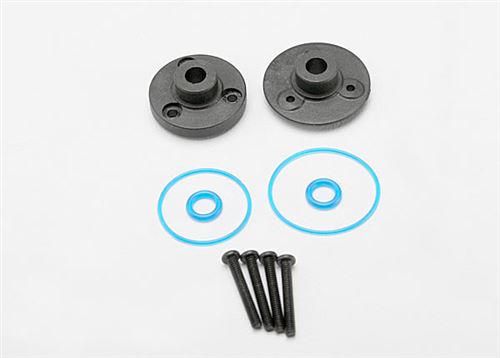 Traxxas Cover plates, differential (front or rear)/ gaskets (2)/ o-rings (2)/ 2x14mm BCS (4)