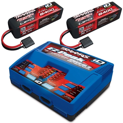 Traxxas EZ-Peak DUAL Charger & 2x 8400mAh 3S LiPos