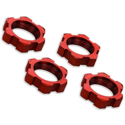 Traxxas X-Maxx Red Aluminum 17mm Splined Wheel Nuts (4)