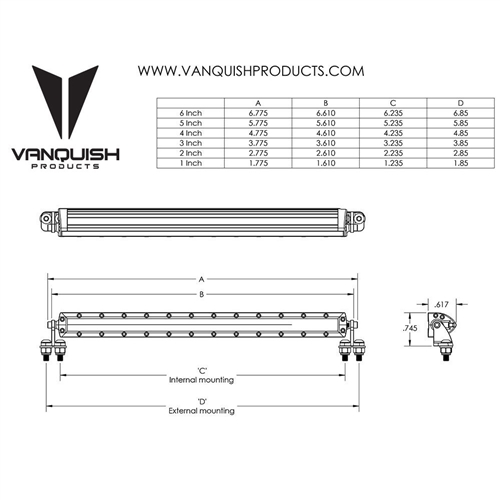 Vanquish Rigid Industries 4-in LED Light Bar Black Anodized