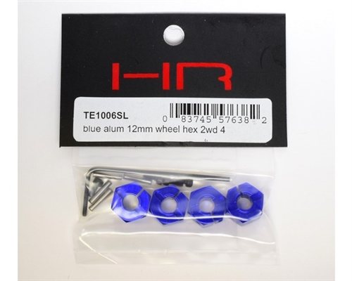 Hot Racing Blue Aluminum 12mm Clamping Wheel Hexes for Slash 2WD, Stampede 2WD, Rustler