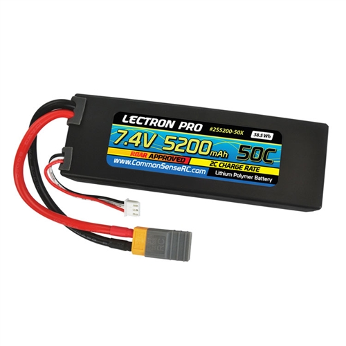 Lectron Pro 7.4V 2S 5200mAh 50C LiPo Battery w/Traxxas Connector